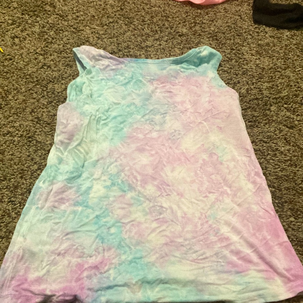 White pink blue shirt